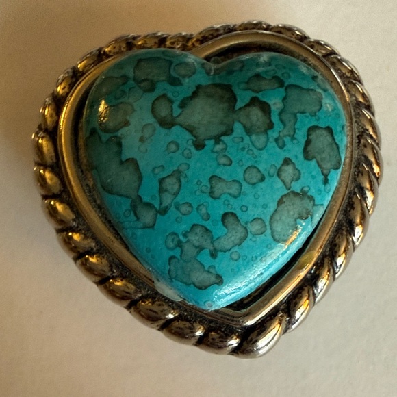 Turquoise Heart Sharped Set of Silver Tone Button Covers - Picture 7 of 7